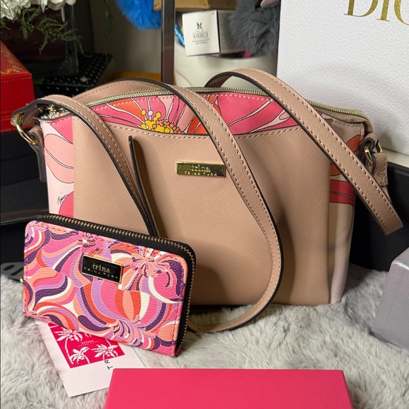 Trina Turk Handbags - Trina Turk Floral Crossbody Bag and Trina Turk wallet